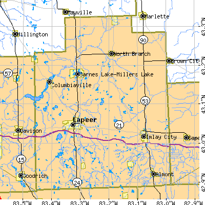 Lapeer County close-up map