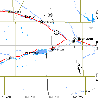 Hitchcock County close-up map