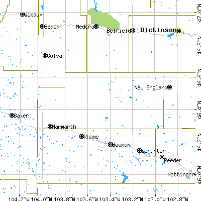 Slope County close-up map