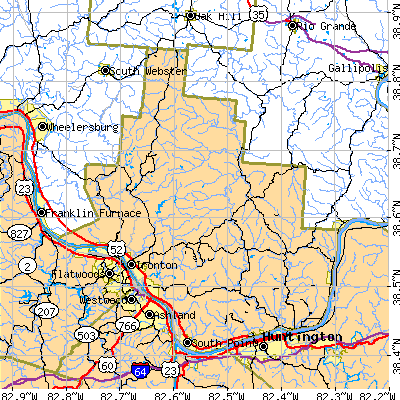 Lawrence County close-up map