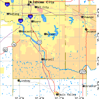 McClain County close-up map