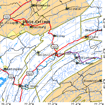 Mifflin County close-up map