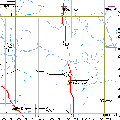 Collingsworth County close-up map