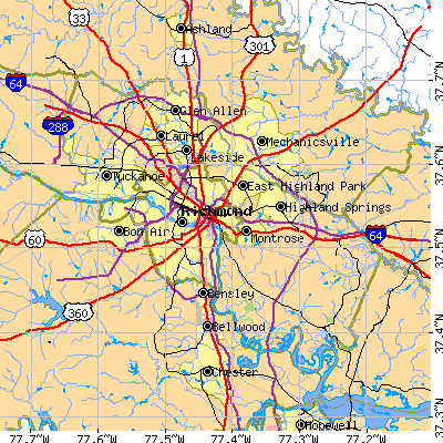 Henrico County close-up map