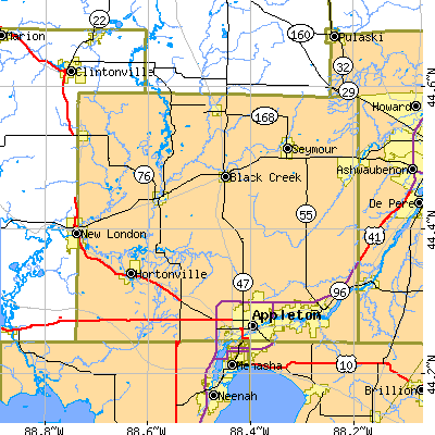 Outagamie County close-up map