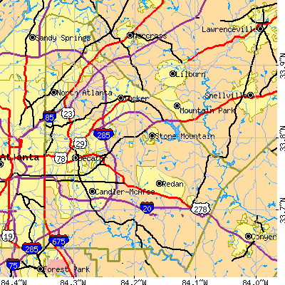 DeKalb County close-up map