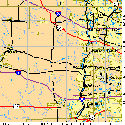 Kane County close-up map
