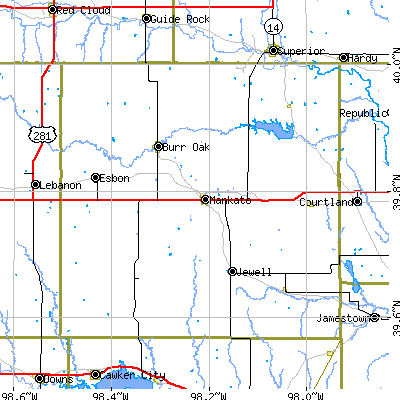 Jewell County close-up map