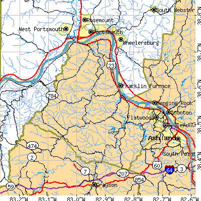 Greenup County close-up map