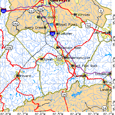 Henderson County close-up map