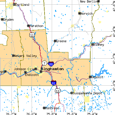 Broome County close-up map