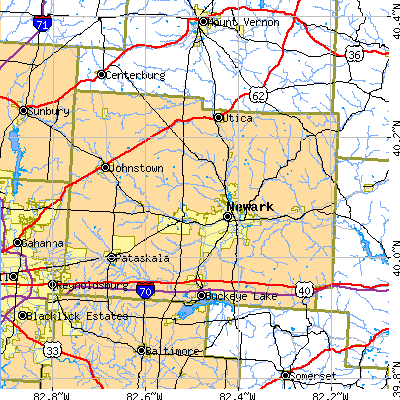 Licking County close-up map