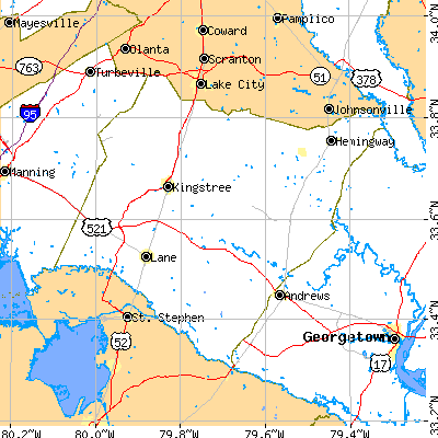 Williamsburg County close-up map