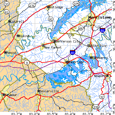Jefferson County close-up map