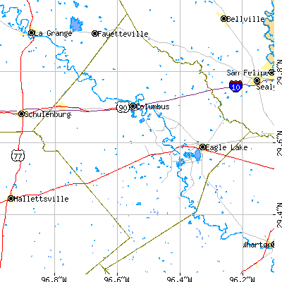 Colorado County close-up map