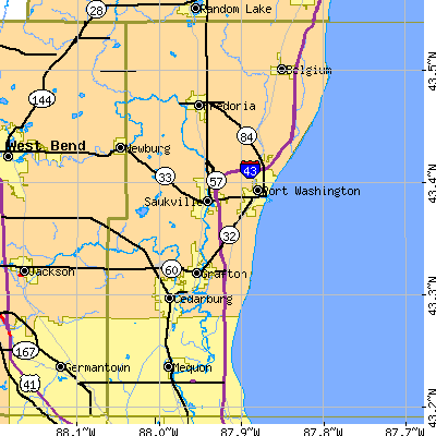 Ozaukee County close-up map