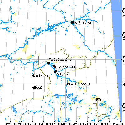 Fairbanks North Star Borough close-up map