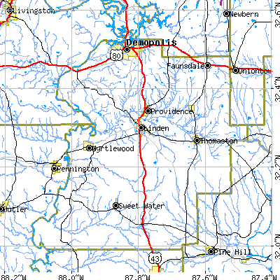 Marengo County close-up map