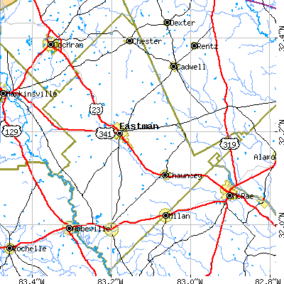 Dodge County close-up map