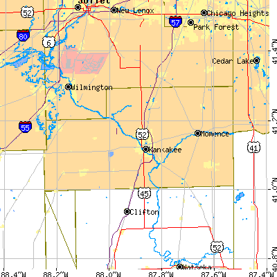 Kankakee County close-up map