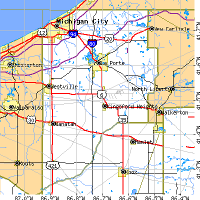 LaPorte County close-up map