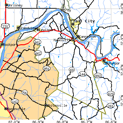 Hancock County close-up map