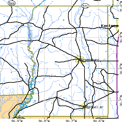 St. Helena Parish close-up map