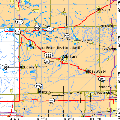 Lenawee County close-up map