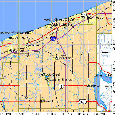 Ashtabula County close-up map