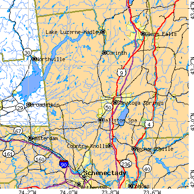 Saratoga County close-up map