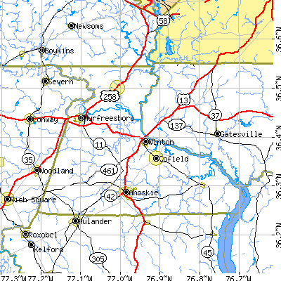 Hertford County close-up map