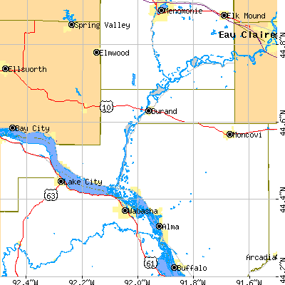 Pepin County close-up map