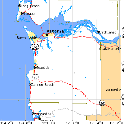 Clatsop County close-up map