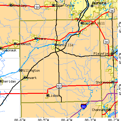 Kendall County close-up map