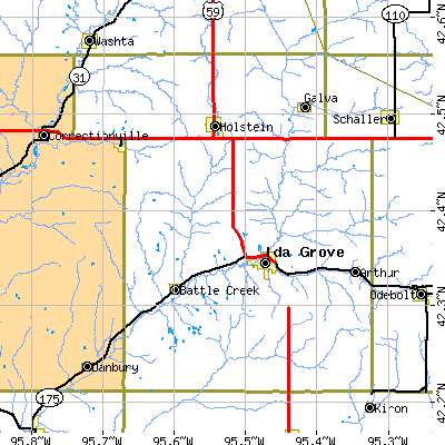 Ida County close-up map