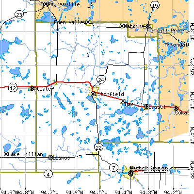 Meeker County close-up map