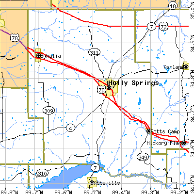 Marshall County close-up map