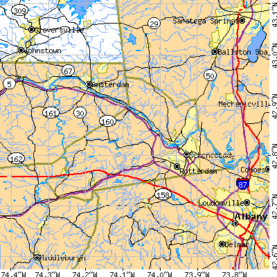 Schenectady County close-up map