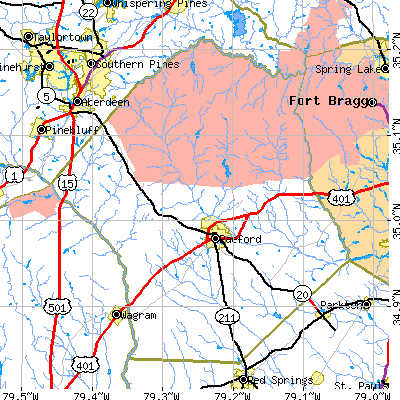 Hoke County close-up map