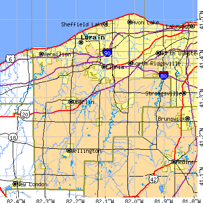 Lorain County close-up map