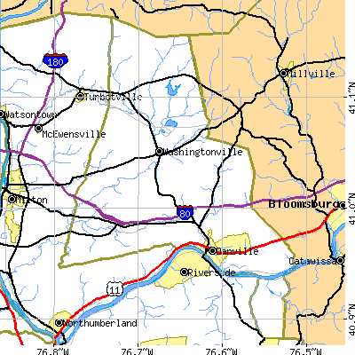 Montour County close-up map