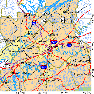 Knox County close-up map