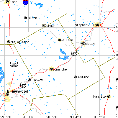 Comanche County close-up map