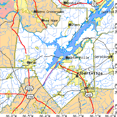 Marshall County close-up map