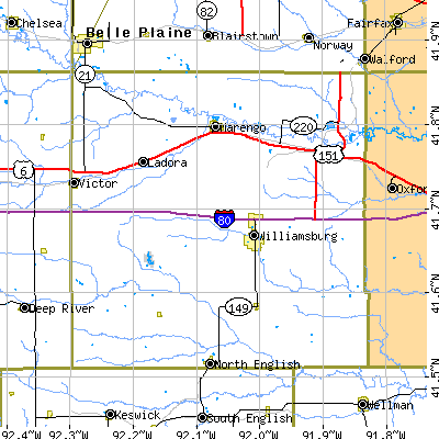 Iowa County close-up map