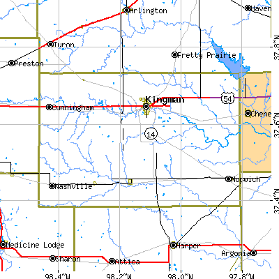 Kingman County close-up map