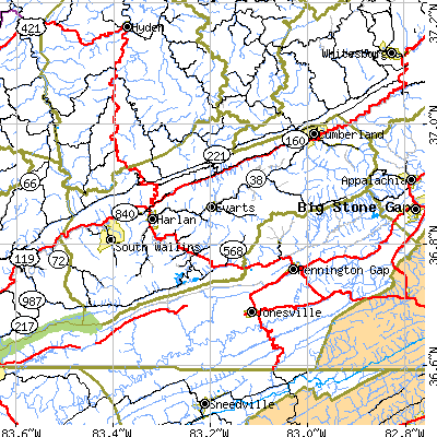 Harlan County close-up map