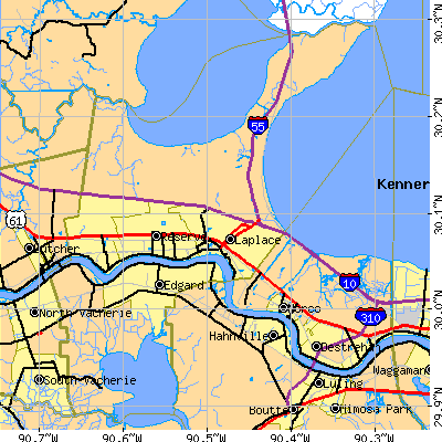 St. John the Baptist Parish close-up map