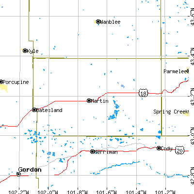 Bennett County close-up map