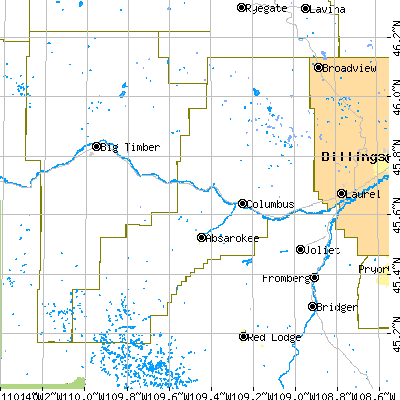 Stillwater County close-up map